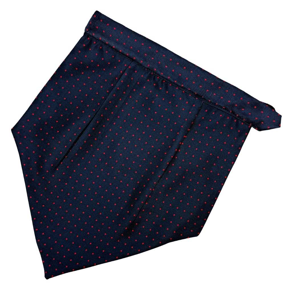Navy Blue Polka Dot Cravat and Pocket Square Combo for Men