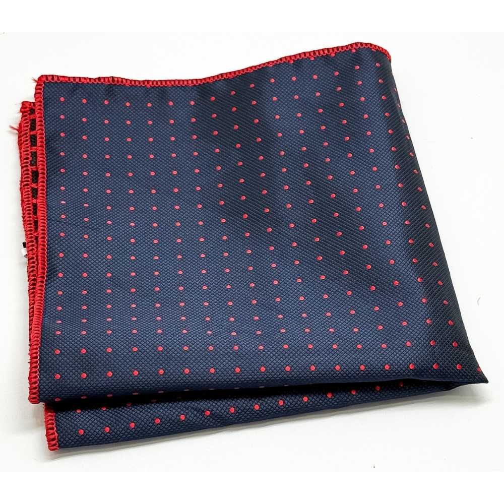 Navy Blue Polka Dot Cravat and Pocket Square Combo for Men
