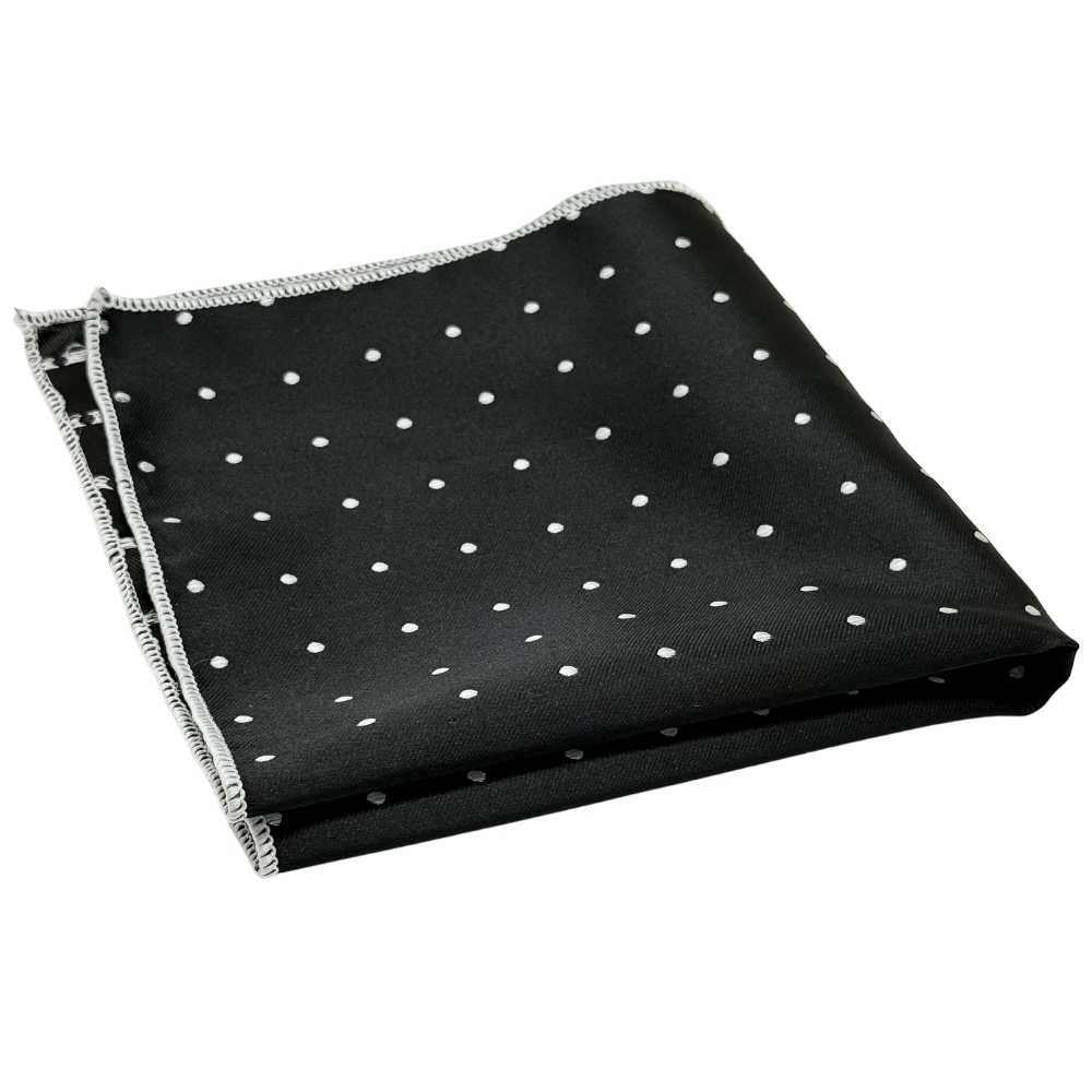 Black Polka Dot Cravat and Pocket Square Combo for Men