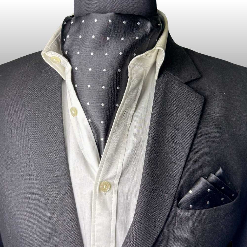 Black Polka Dot Cravat and Pocket Square Combo for Men