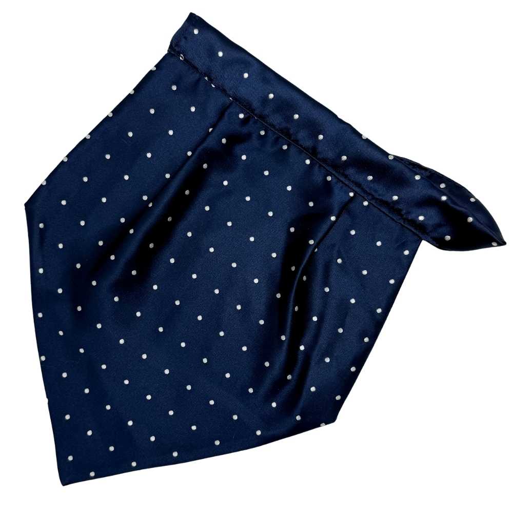 Navy Blue Polka Dot Cravat and Pocket Square Combo for Men
