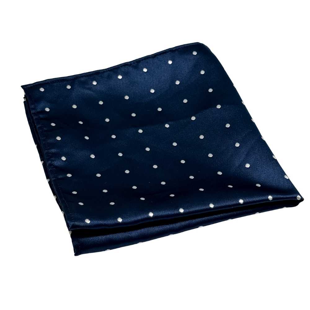 Navy Blue Polka Dot Cravat and Pocket Square Combo for Men
