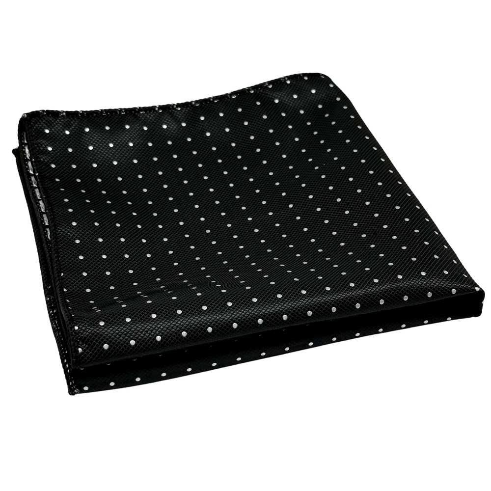 Black Polka Dot Cravat and Pocket Square Combo for Men