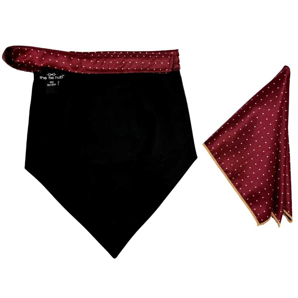 Maroon Polka Dot Cravat and Pocket Square Combo for Men