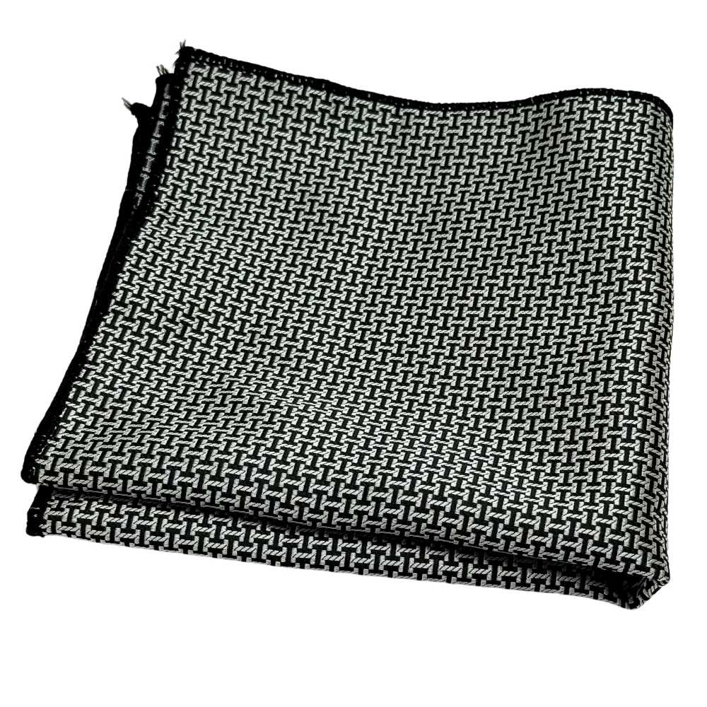 Grey Geometric Cravat and Pocket Square Combo for Men