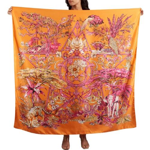 Orange Animals Printed Scarf for Women