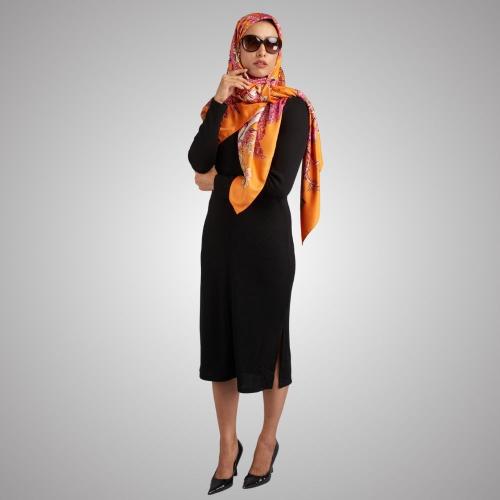 Orange Animals Printed Scarf for Women