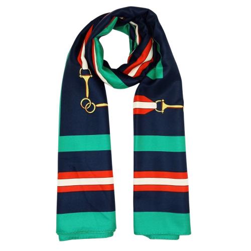 Navy Blue Horse Bit Pattern Scarf for Women