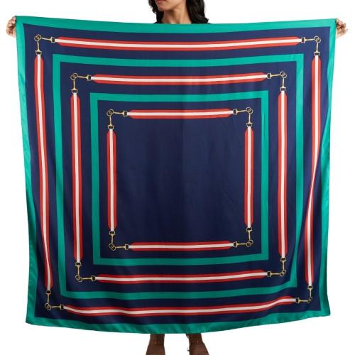 Navy Blue Horse Bit Pattern Scarf for Women