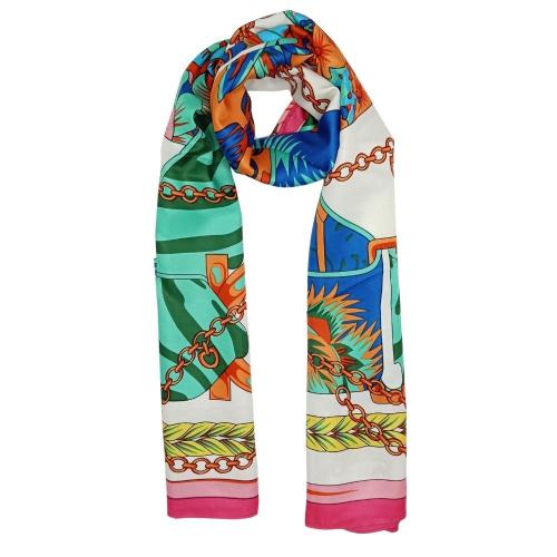 Multicolor Floral Rings Printed Scarf for Women
