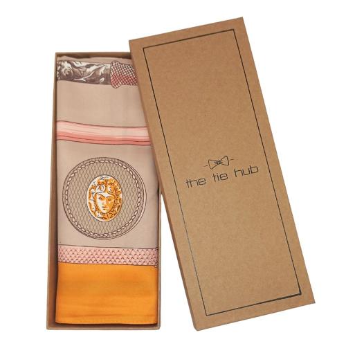 Orange with Pink Cannes Stick Printed Scarf for Women