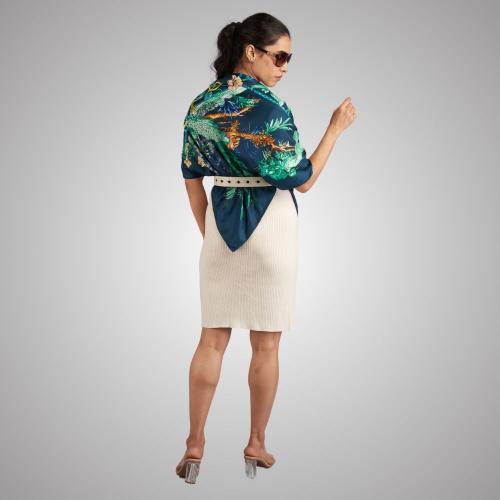 Blue Animals Printed Scarf for Women