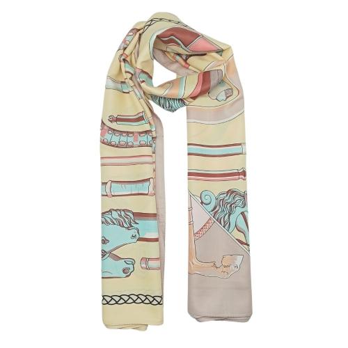 Pink with Yellow Cannes Stick Scarf for Women