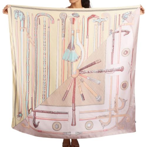 Pink with Yellow Cannes Stick Scarf for Women