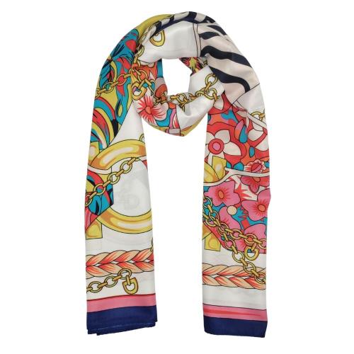 Multicolor Floral Rings Printed Scarf for Women