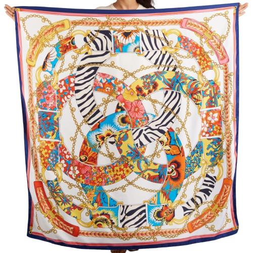 Multicolor Floral Rings Printed Scarf for Women