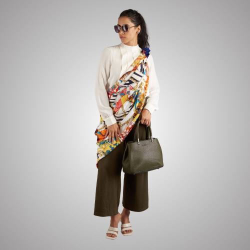 Multicolor Floral Rings Printed Scarf for Women