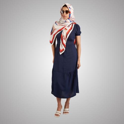 White with Pink Sailing Ship Schooner Printed Scarf for Women