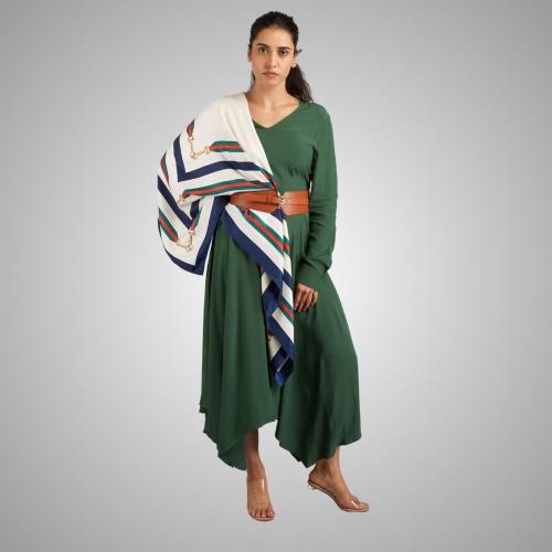 White Horse Bit Printed Scarf for Women
