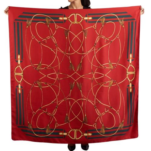 Red Rope Chain Printed Scarf for Women