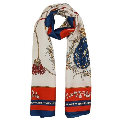 Pink with Red Vintage Carriage Printed Scarf for Women