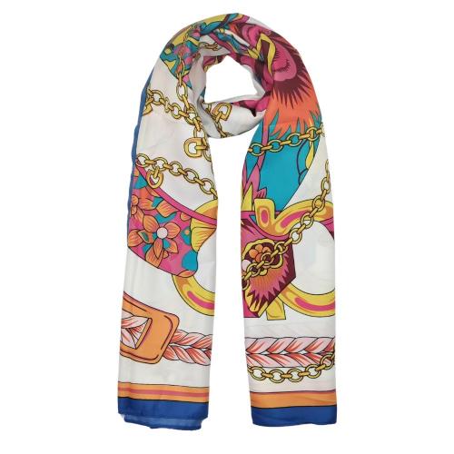 Multicolor Floral Rings Printed Scarf for Women