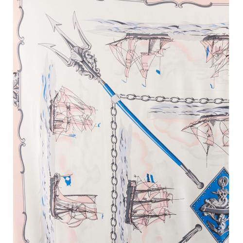 White with Pink Selling Ship Printed Scarf for Women