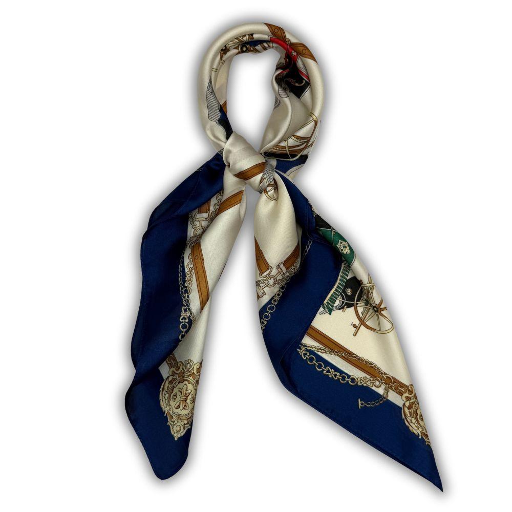 Navy Blue Printed Scarf for Women