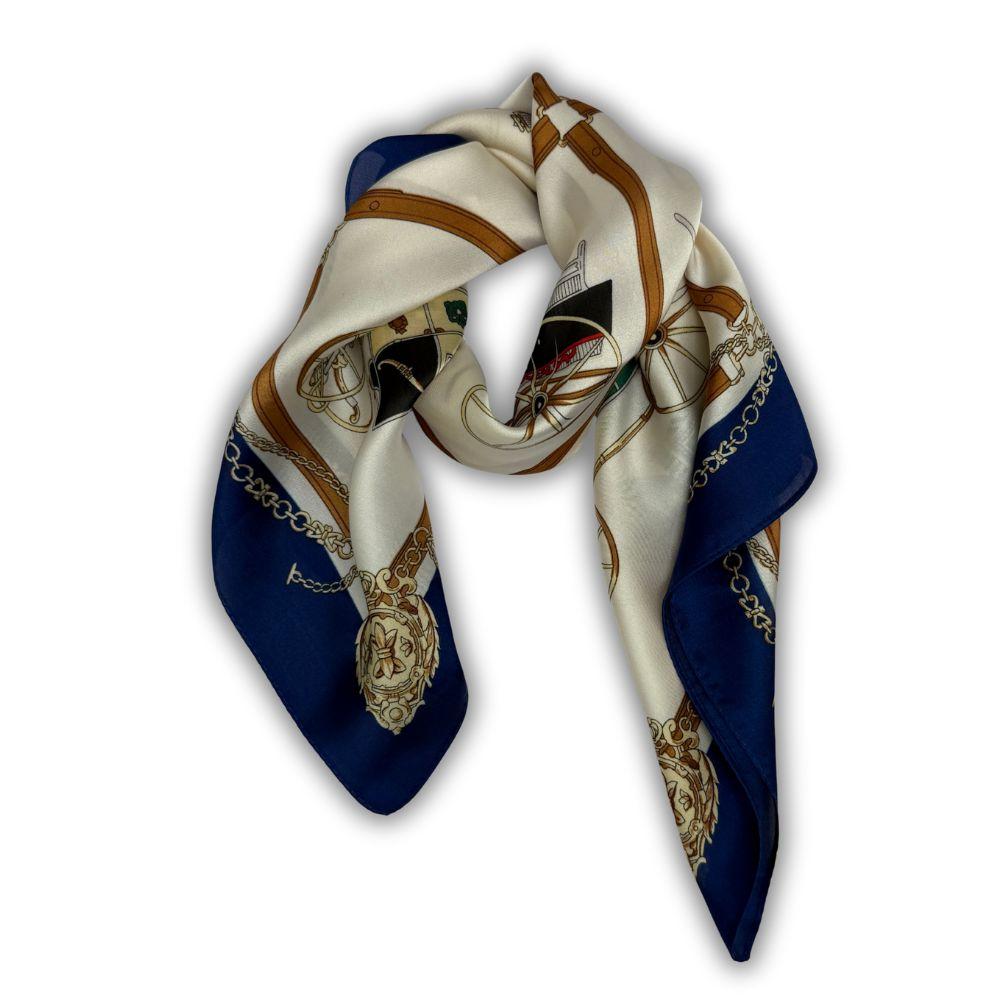 Navy Blue Printed Scarf for Women