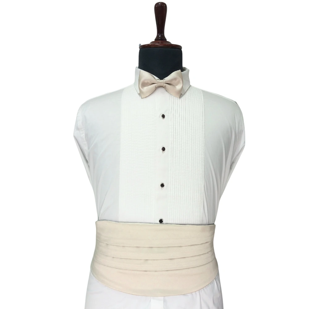 Cream Microfiber Cummerbund for Men