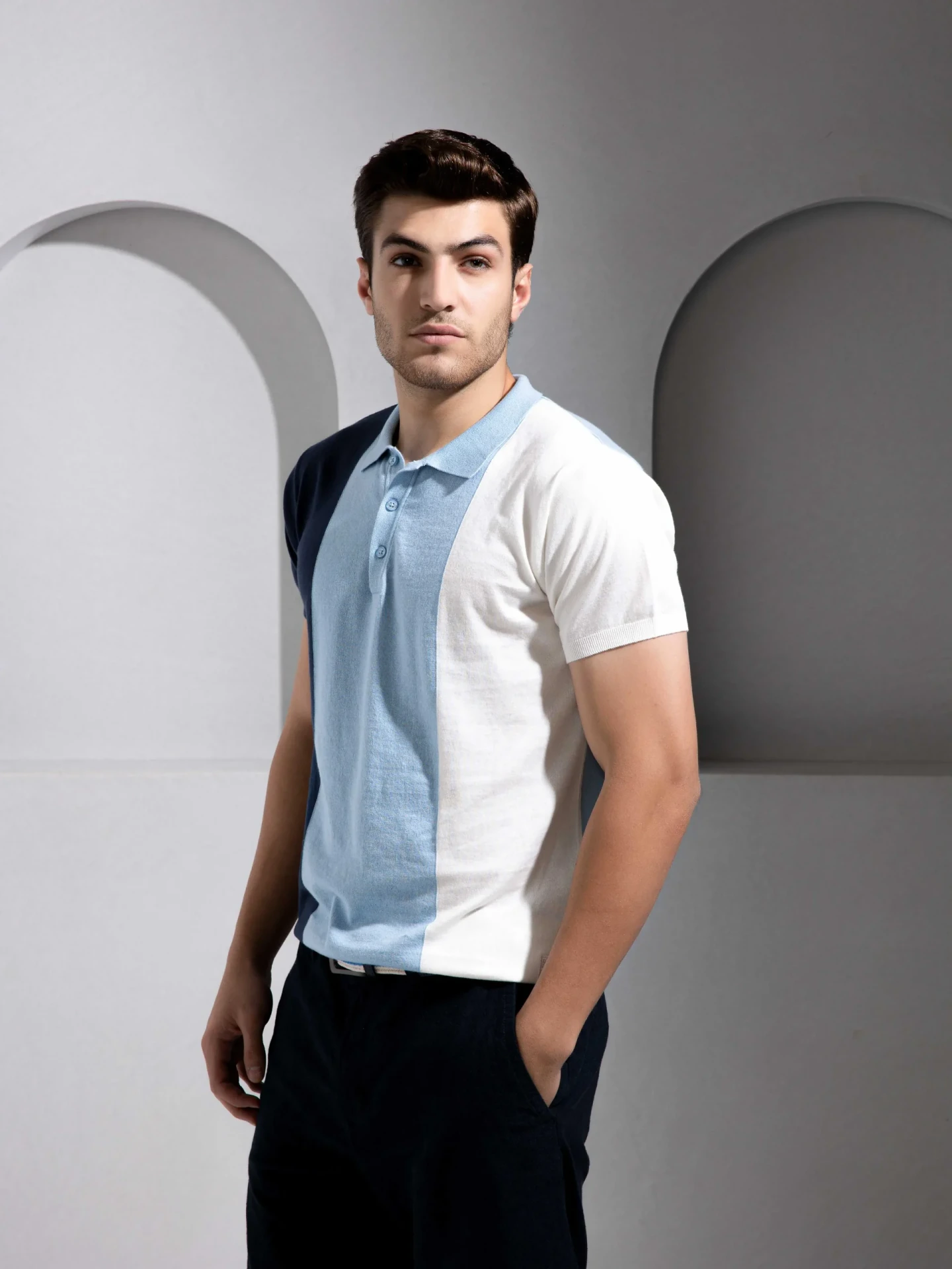Tri-Tone Ocean Polo T-Shirt for Men