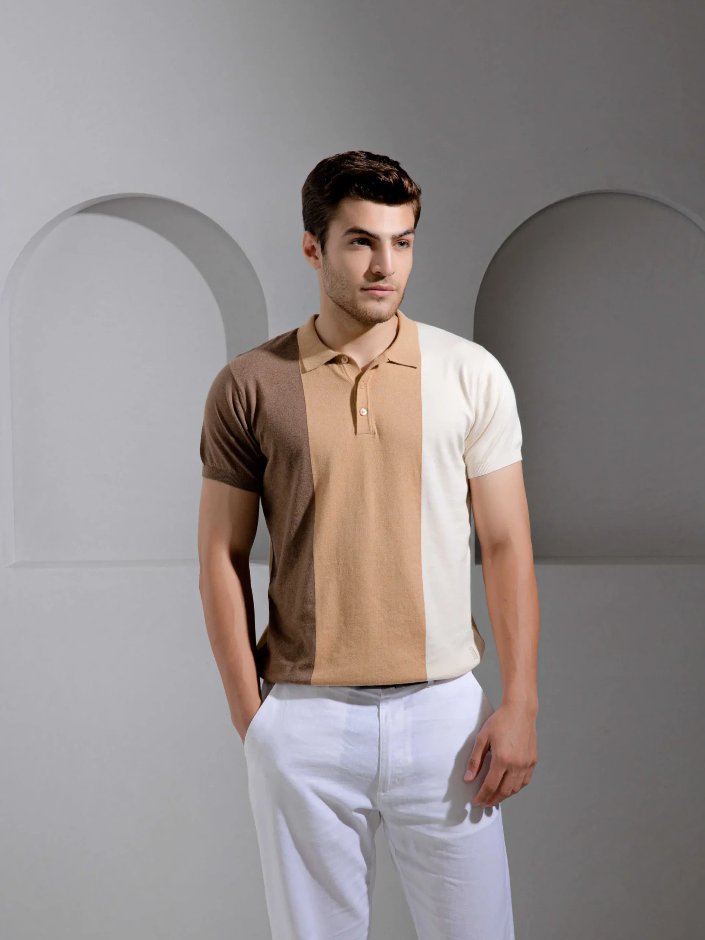 Tri-Tone Earth Polo T-Shirt for Men