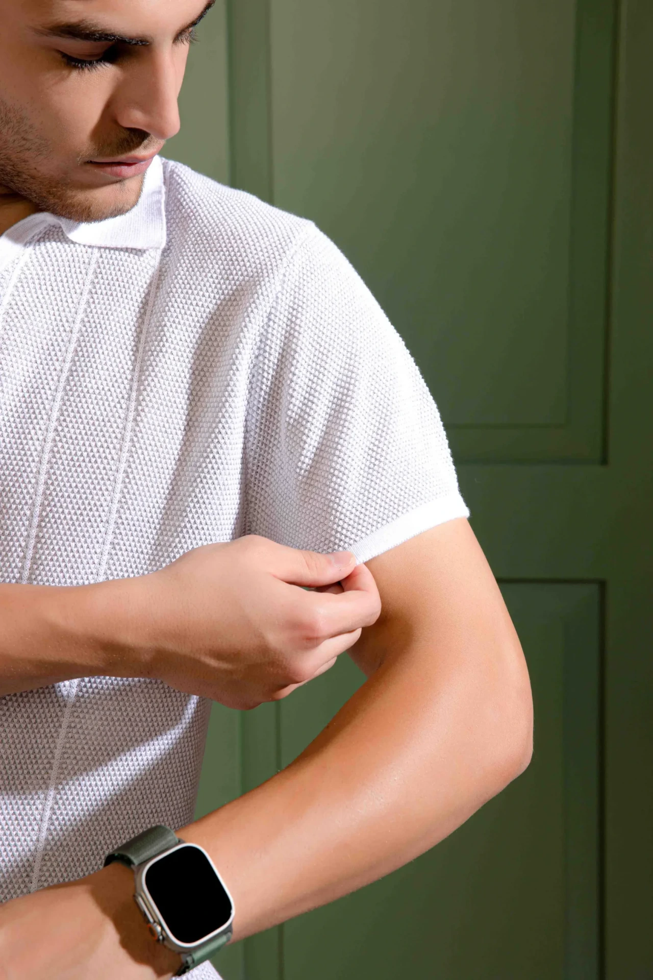 Light Grey Textured Polo T-Shirt for Men
