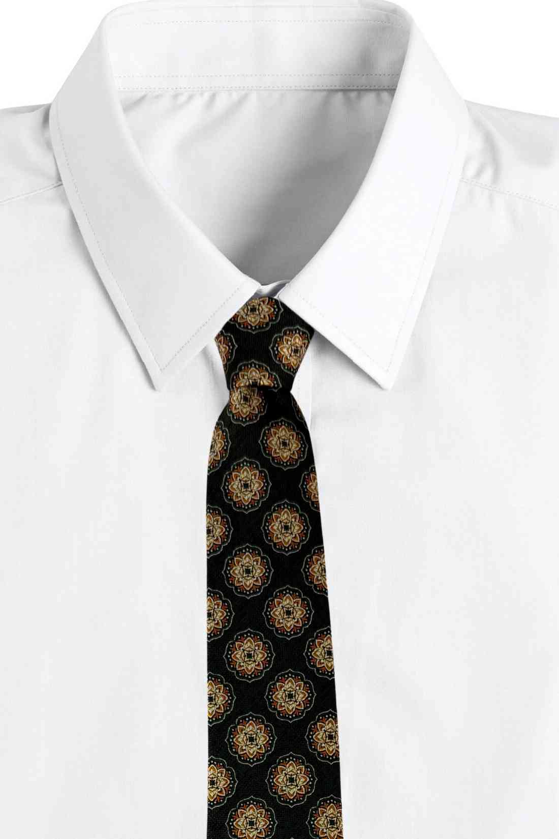 Dark Green Bamboo Silk Necktie For Men | Medallion Jacquard Design