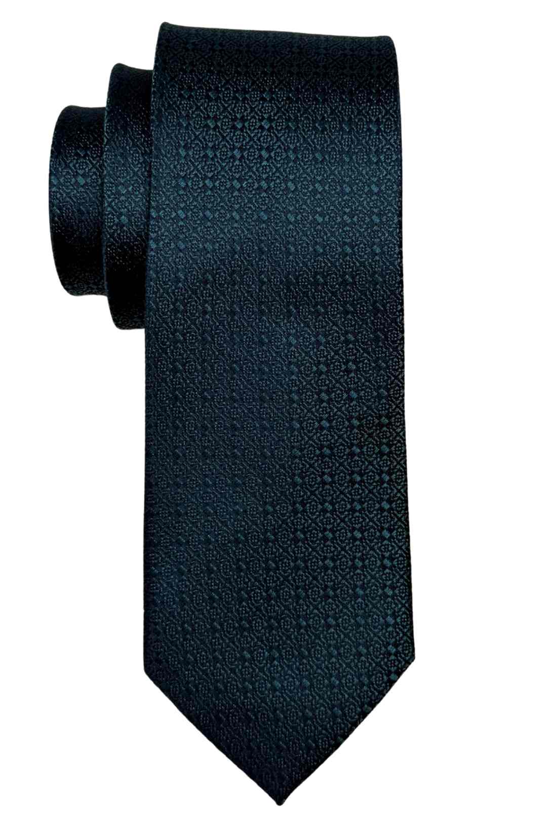 Navy Blue Geometric Textured Silk Necktie Β Solid Formal & Business Wear Tie
