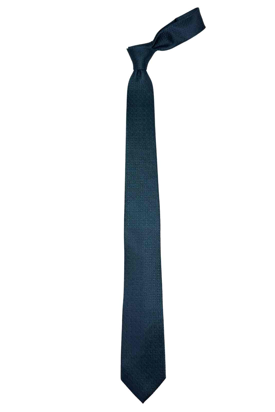 Navy Blue Geometric Textured Silk Necktie Β Solid Formal & Business Wear Tie