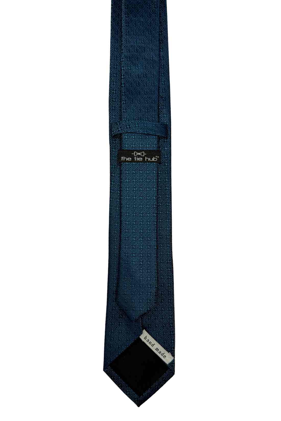 Navy Blue Geometric Textured Silk Necktie Β Solid Formal & Business Wear Tie