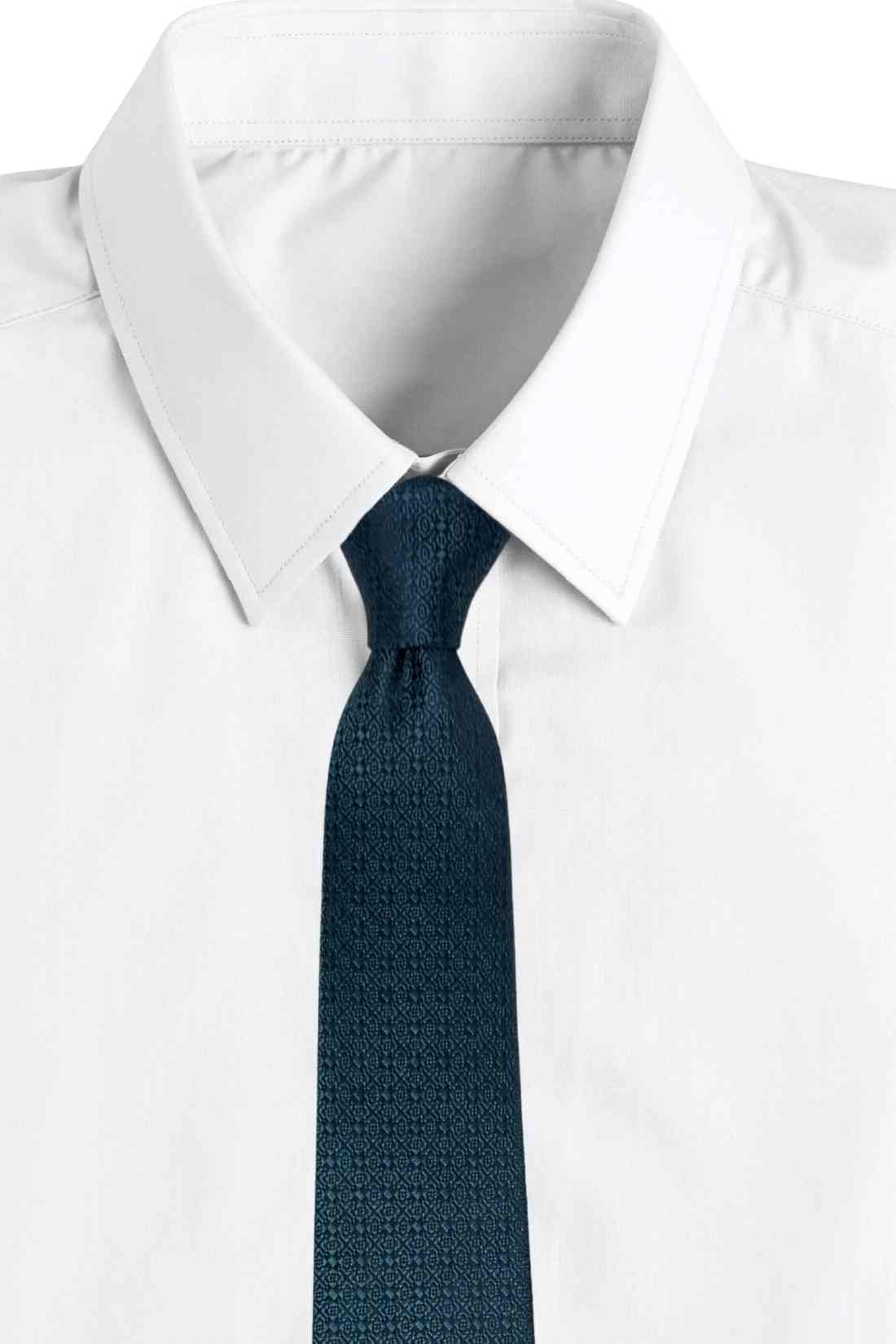 Navy Blue Geometric Textured Silk Necktie Β Solid Formal & Business Wear Tie