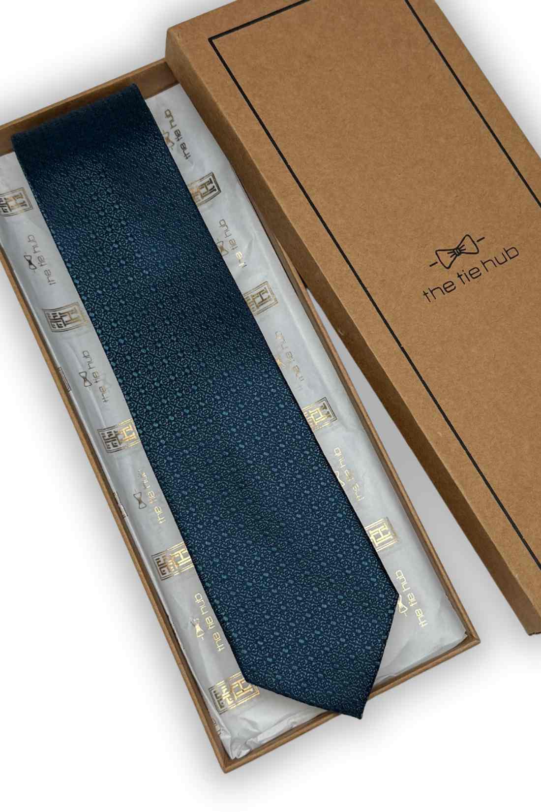 Navy Blue Geometric Textured Silk Necktie Β Solid Formal & Business Wear Tie