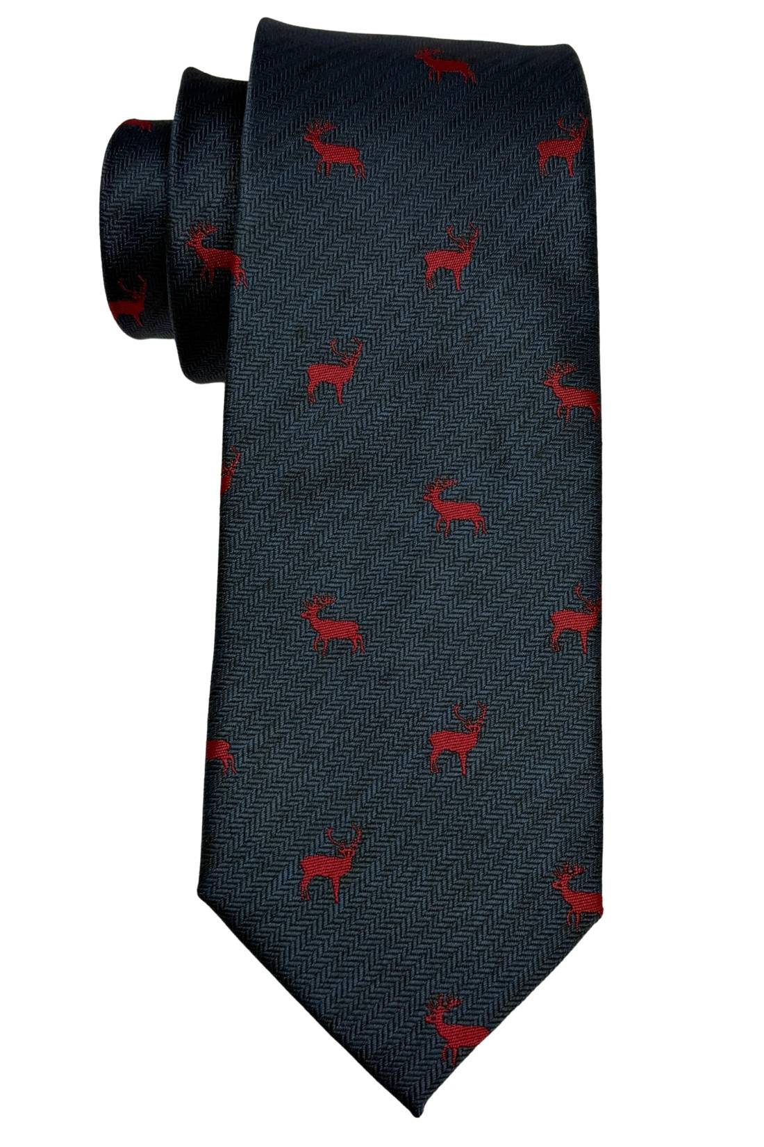 Teal Blue Deer Motif Silk Necktie with 100% Silk