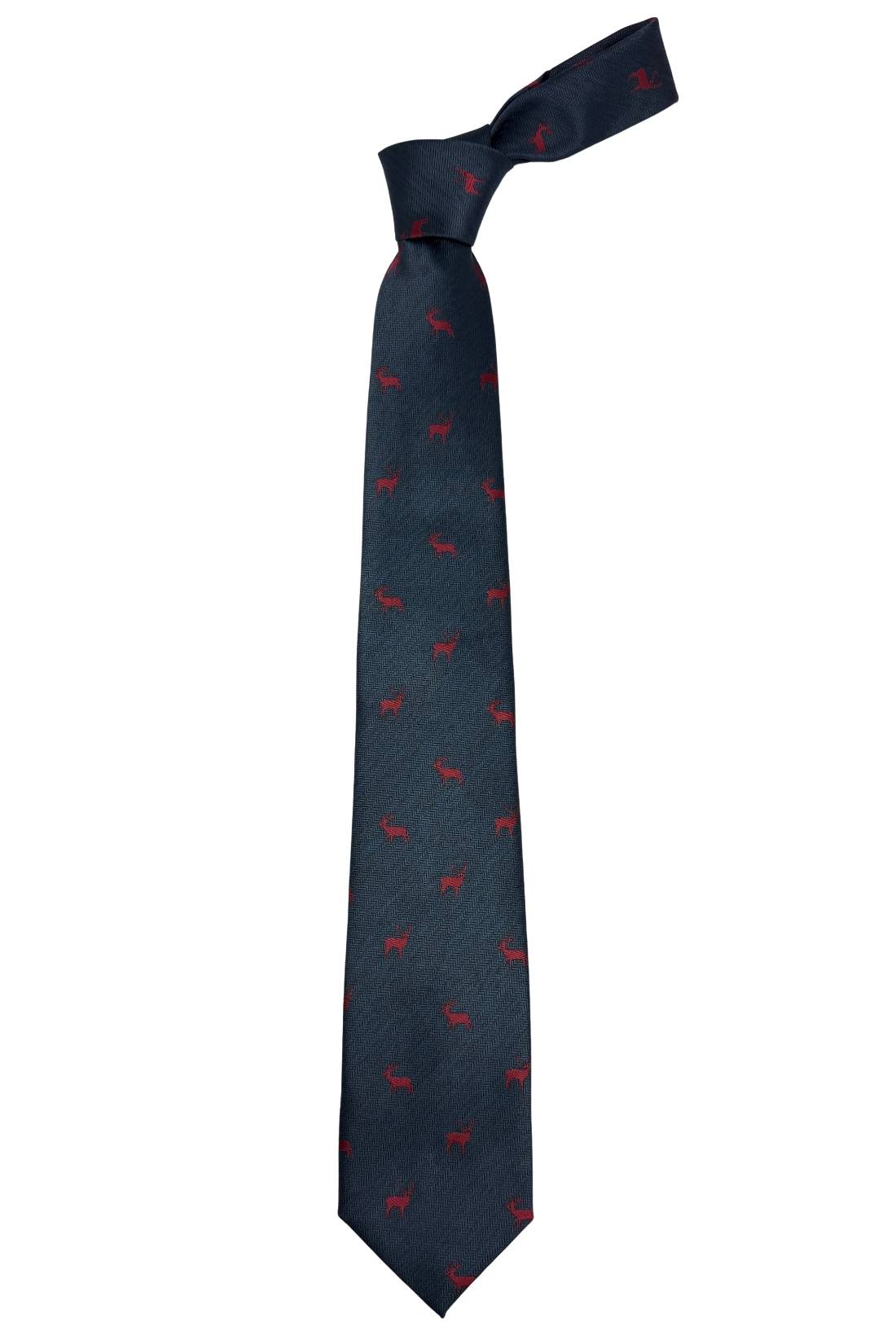 Teal Blue Deer Motif Silk Necktie with 100% Silk