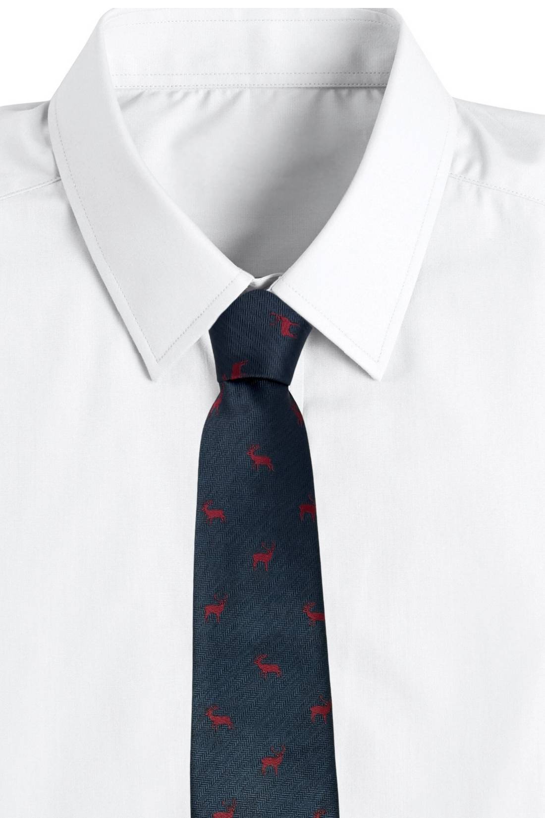 Teal Blue Deer Motif Silk Necktie with 100% Silk