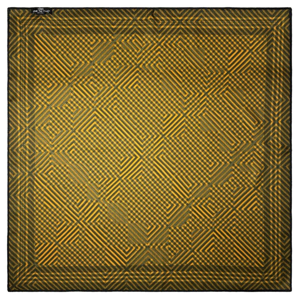 Black & Rust Orange Reversible Wool Neckerchief For Men with Geometric Maze Print