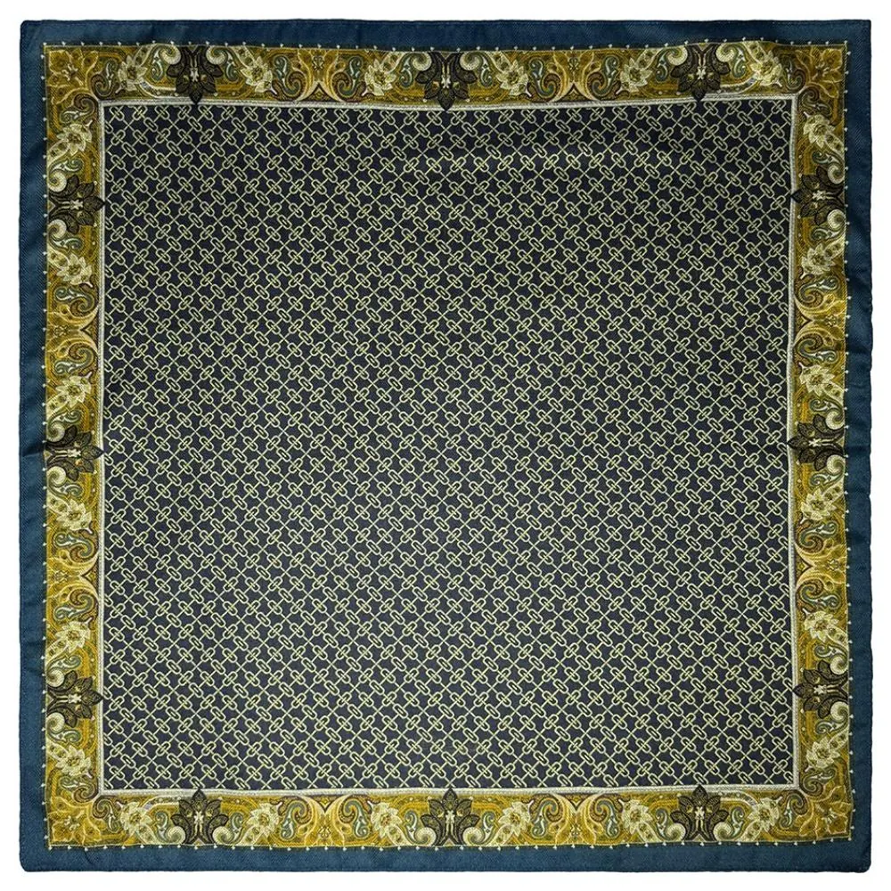 Teal & Black Reversible Wool Neckerchief for Men - Chain Link