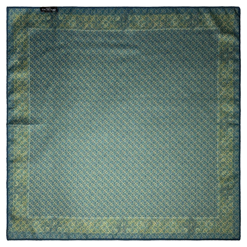 Teal & Black Reversible Wool Neckerchief for Men - Chain Link