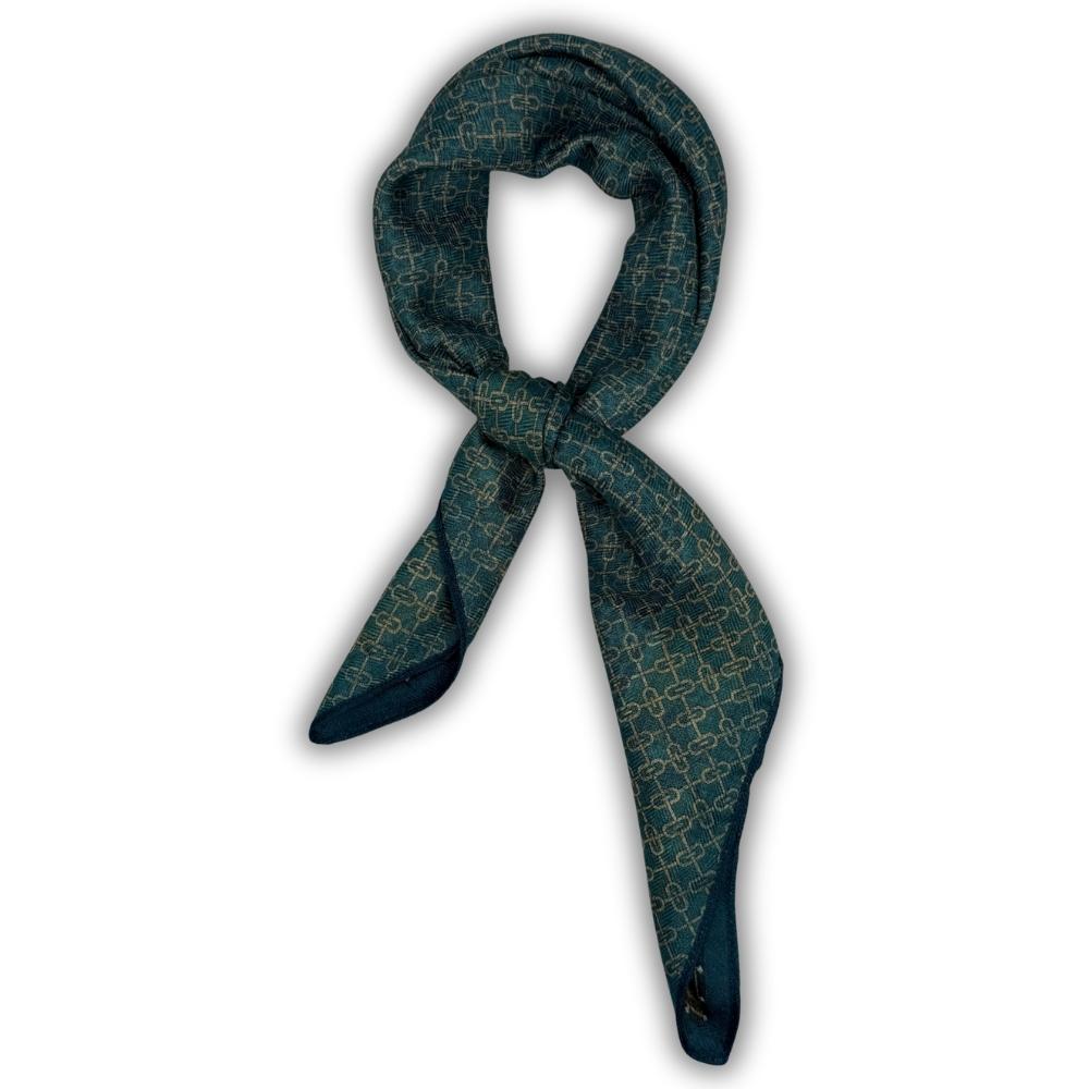 Teal & Black Reversible Wool Neckerchief for Men - Chain Link