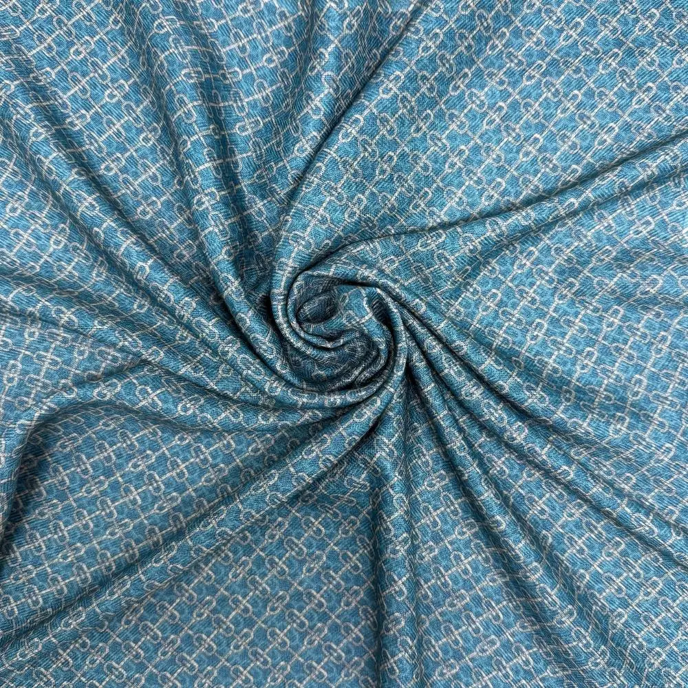 Teal & Black Reversible Wool Neckerchief for Men - Chain Link