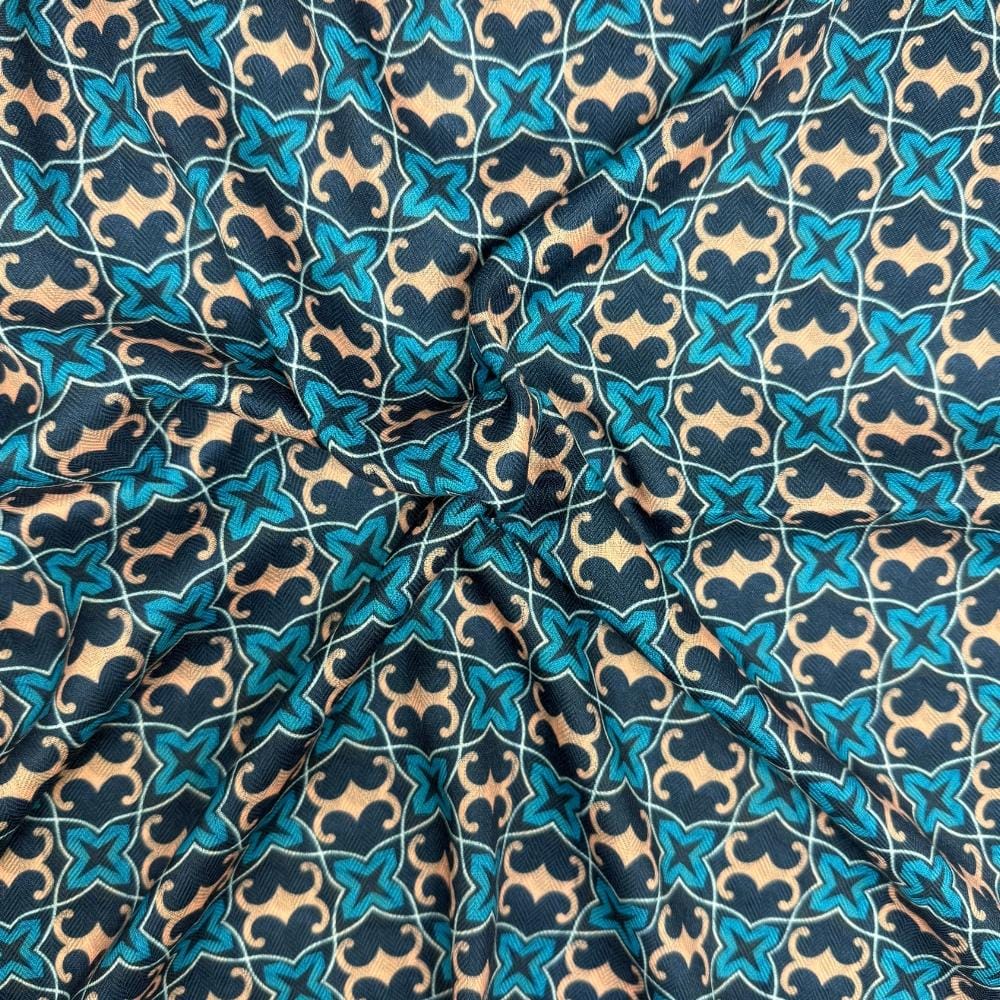 Green & Navy Reversible Wool Neckerchief for Men - Star Grid & Stripe