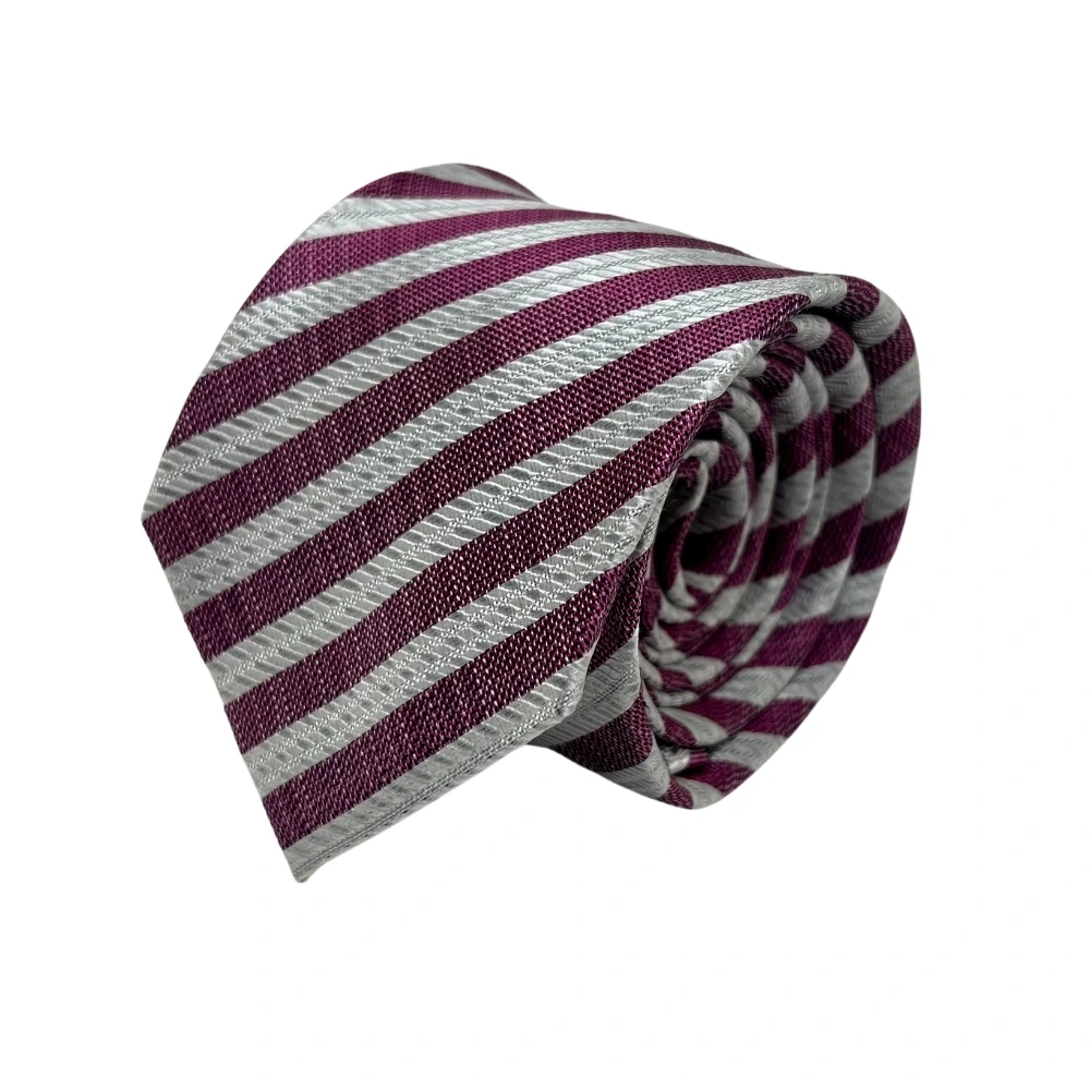 Pink Striped Necktie with Matching Pocket Square - Perfect for Any Occasion