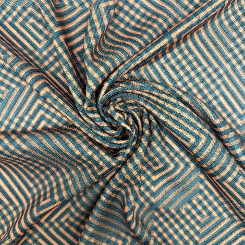 Black & Rust Orange Reversible Wool Neckerchief For Men with Geometric Maze Print